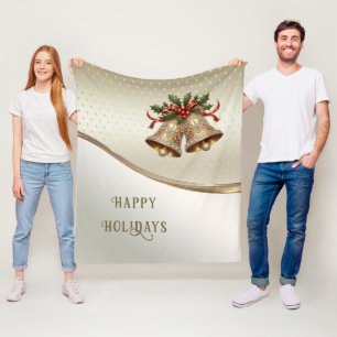 Goldene Weihnachtsglocken Feierliche Fleece-Decke Fleecedecke