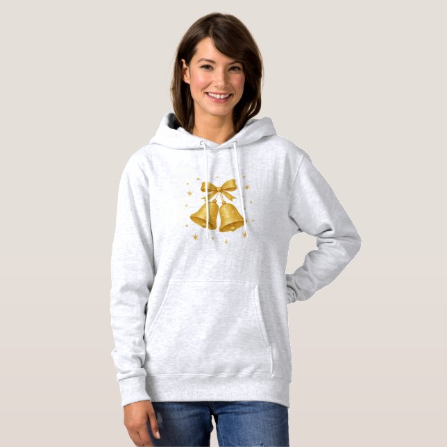 Goldene Weihnachtsglocken Hoodie (Vorne ganz)