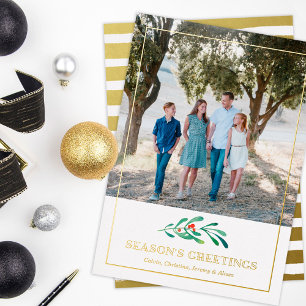 Goldene Weihnachtsgrüße Foto-Folie-Feiertagskarte Folien Feiertagskarte