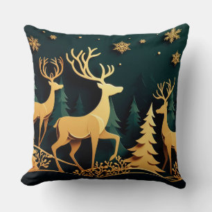 Goldene Weihnachtshirsche Kissen