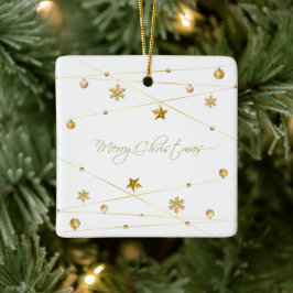 Goldene Weihnachtskalligrafie Keramikornament