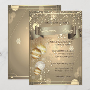 Goldene Weihnachtskugeln Firmenweihnachtsfeier Einladung