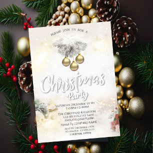 Goldene Weihnachtskugeln Geschenke Weihnachtsfeier Einladung