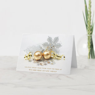 Goldene Weihnachtskugeln Ornamente Firmen-Grußkart Feiertagskarte