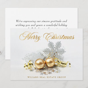 Goldene Weihnachtskugeln Ornamente Unternehmensgru Feiertagskarte