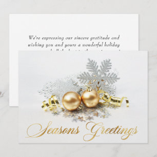 Goldene Weihnachtskugeln Ornamente Unternehmensgru Feiertagskarte