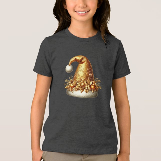 Goldene Weihnachtsmannmütze T - Shirt (Vorderseite)