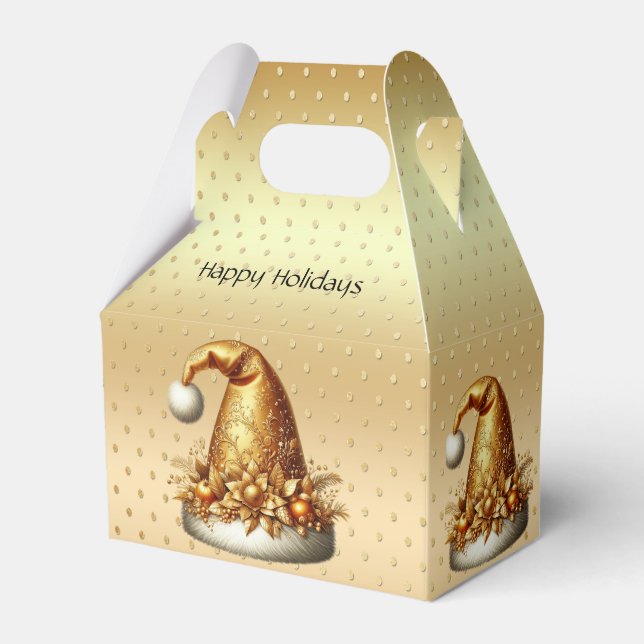 Goldene Weihnachtsmannmütze Weihnachtsfeiertage Ge Geschenkschachtel (Vorderseite)