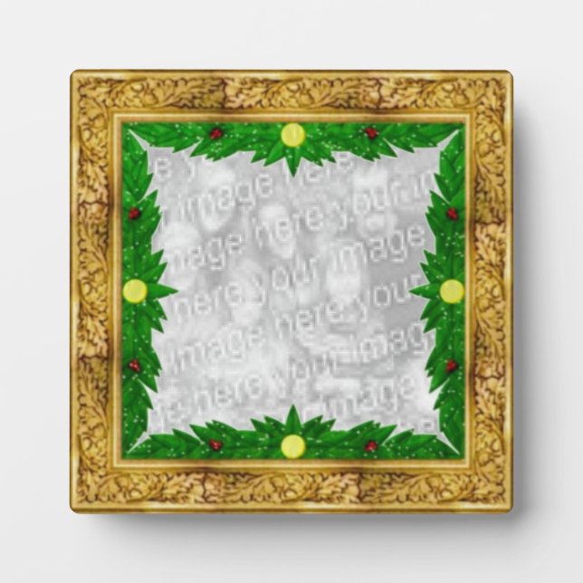 Goldene Weihnachtsrahmen Fotoplatte (Vorderseite)