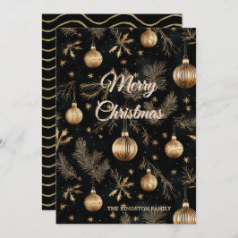 Goldene Weihnachtsschmuck Pine Needles Feiertagskarte