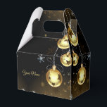 Goldene Weihnachtsschmuck Shiny Stars Schwarz Geschenkschachtel<br><div class="desc">Weihnachten Golden Ornaments Shiny Stars Black Gefälligkeitsboxen. Einzigartiges,  schönes,  stilvolles Design. Leicht personalisiert zu sein. Schriftart Stil,  Größe und Farben können geändert werden. Matching-Elemente verfügbar.</div>