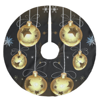 Goldene Weihnachtsschmuck Shiny Stars Schwarz Polyester Weihnachtsbaumdecke
