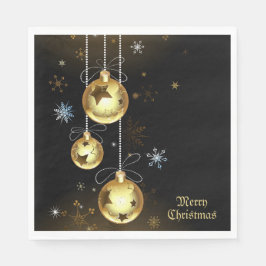 Goldene Weihnachtsschmuck Shiny Stars Schwarz Serviette