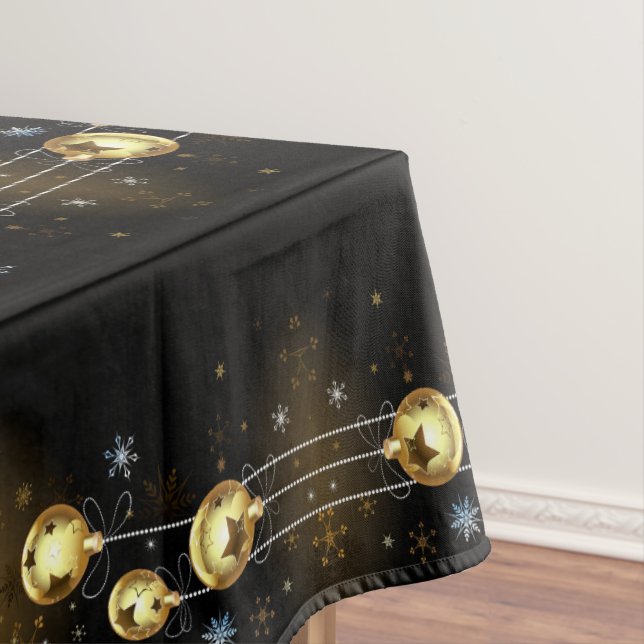 Goldene Weihnachtsschmuck Shiny Stars Schwarz Tischdecke (Beispiel)