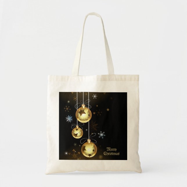 Goldene Weihnachtsschmuck Shiny Stars Schwarz Tragetasche (Vorne)