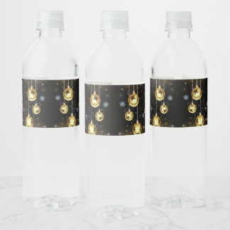 Goldene Weihnachtsschmuck Shiny Stars Schwarz Wasserflaschenetikett