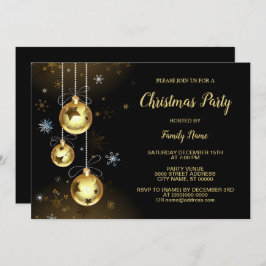 Goldene Weihnachtsschmuck Shiny Stars Schwarzes Pa Einladung