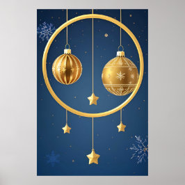 Goldene Weihnachtsschmuckstücke Hängend Poster