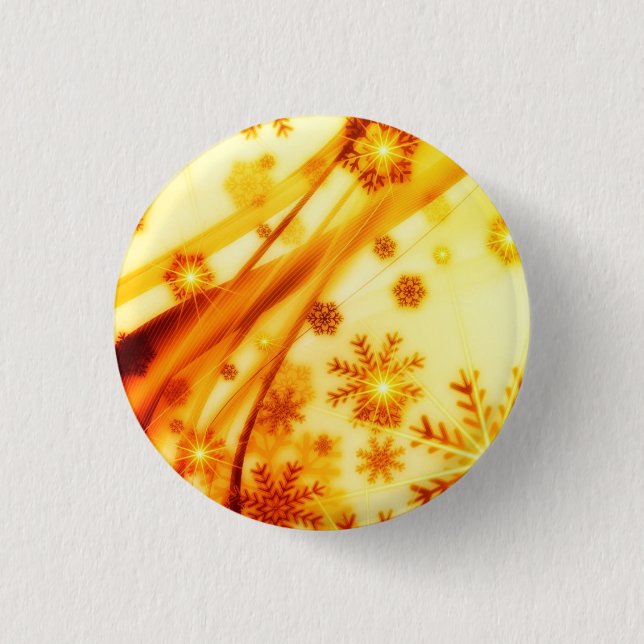 Goldene Weihnachtsschneeflocken Button (Vorderseite)