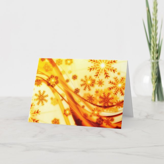 Goldene Weihnachtsschneeflocken Feiertagskarte (Vorderseite)