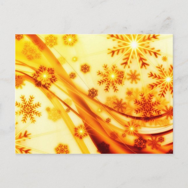 Goldene Weihnachtsschneeflocken Feiertagspostkarte (Vorderseite)