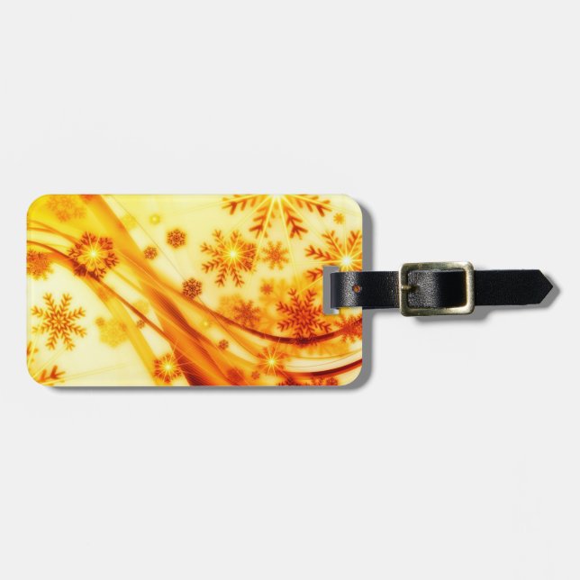 Goldene Weihnachtsschneeflocken Gepäckanhänger (Vorderseite horizontal)