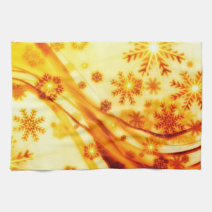Goldene Weihnachtsschneeflocken Geschirrtuch