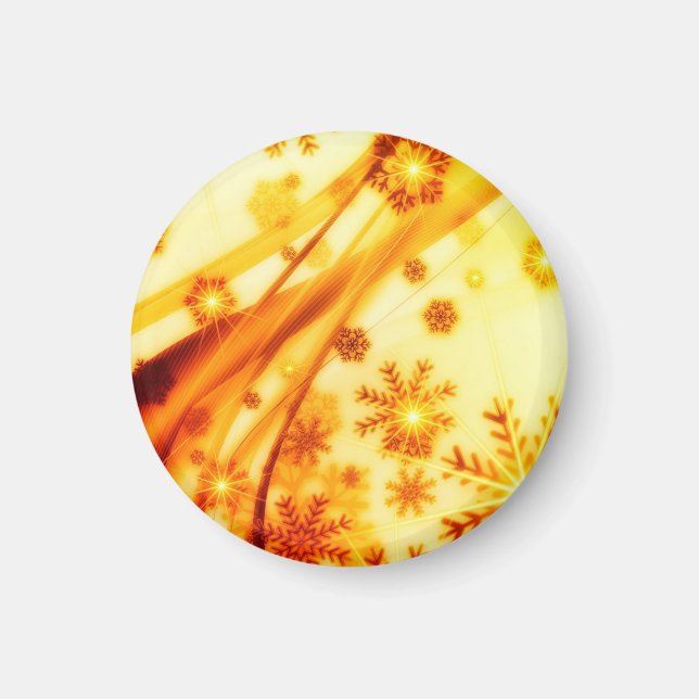 Goldene Weihnachtsschneeflocken Magnet (Vorne)