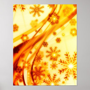 Goldene Weihnachtsschneeflocken Poster