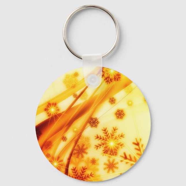 Goldene Weihnachtsschneeflocken Schlüsselanhänger (Vorderseite)