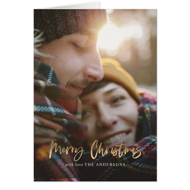 Goldene Weihnachtsschrift Rottartan-Foto (Vorne)