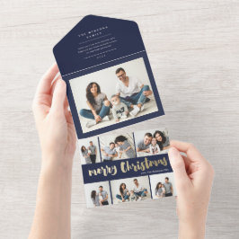 Goldene Weihnachtsskripte im Foto All In One Einladung