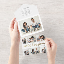 Goldene Weihnachtsskripte im Foto All In One Einladung