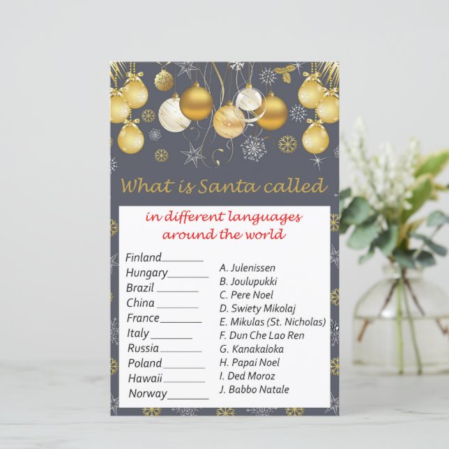 Goldene Weihnachtsspiele auf der ganzen Welt (Stehend Vorderseite)