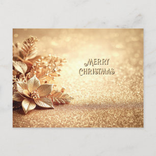 Goldene Weihnachtsstern-Postkarte Postkarte