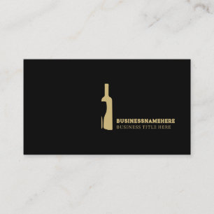 Goldene Weinflasche Sommelier Elegant Schwarz Visitenkarte