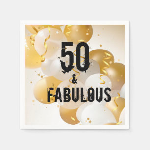 Goldene Weißballons 50 und fabelhaft Serviette