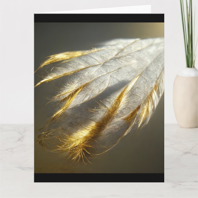 Goldene weiße Federn Karte (Vorderseite)