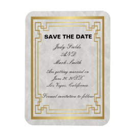 Goldene weiße Marmorhochzeit speichert das Datum Magnet