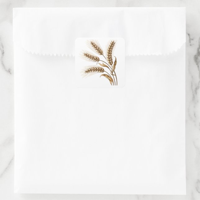 Goldene Weizenähren Quadratischer Aufkleber (Tasche)