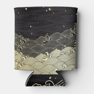 Goldene Welle, papierähnliche Textur. Dosenkühler