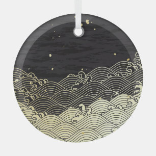 Goldene Welle, papierähnliche Textur. Ornament Aus Glas