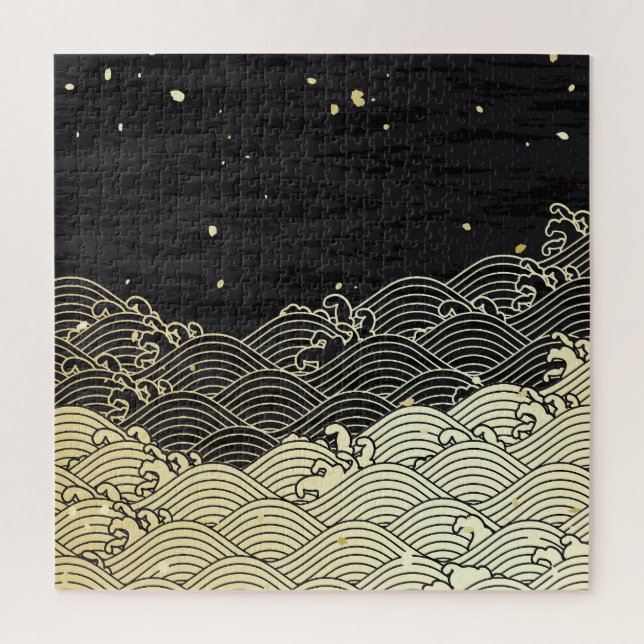 Goldene Welle, papierähnliche Textur. Puzzle (Vertikal)