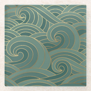 Goldene Welle: Traditioneller Orientalischer Luxus Glasuntersetzer