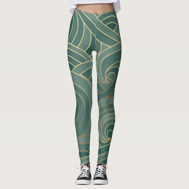 Goldene Welle: Traditioneller Orientalischer Luxus Leggings (Vorderseite)