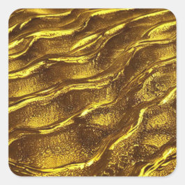 Goldene Wellen Quadratischer Aufkleber