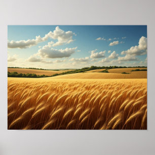 Goldene Wellen unter einem Sommerhimmel Poster