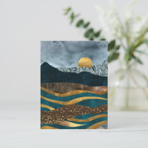 Goldene Wellen unter Mondlicht Postkarte