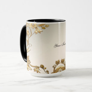 Goldene Wellenblätter Blumen-Tasse Tasse