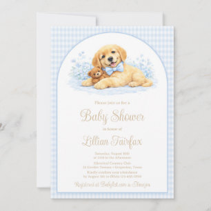 Goldene Welpen-Baby-Shower-Einladung für Jungen –  Einladung